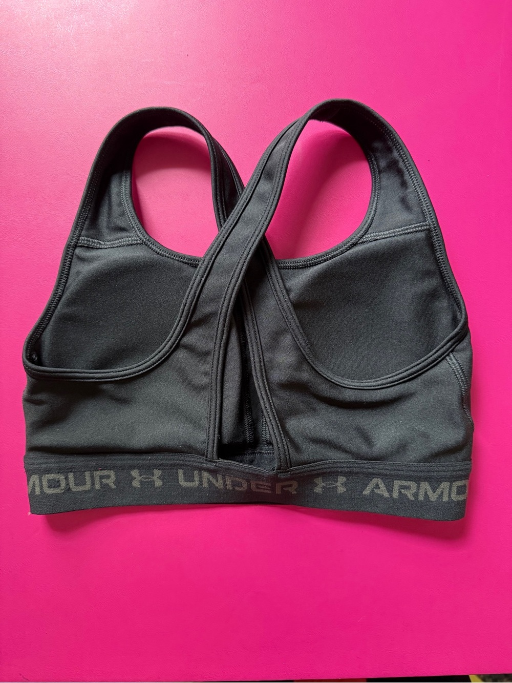 UNDER ARMOUR Crossback Bra Under Armour Sports Bra Black Size Small Compression - Picture 3 of 5